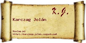 Karczag Jolán névjegykártya
