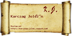 Karczag Jolán névjegykártya