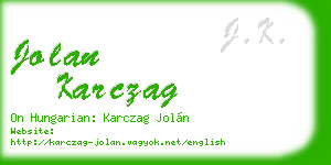 jolan karczag business card